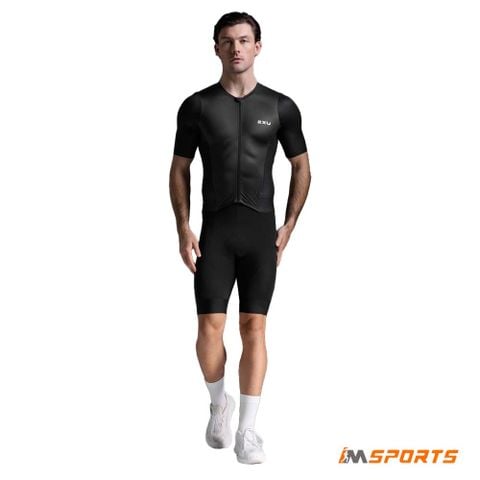 Áo Ba Môn Phối Hợp Nam Triathlon 2XU Aero Hex Tri Sleeved Top - BLK/WHT