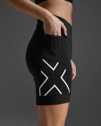 Quần Ba Môn Phối Hợp Nữ 2XU Core Tri 6 Inch Shorts - BLK/WHT