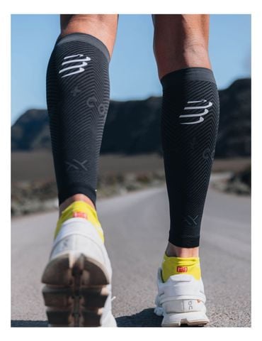 Bó Bắp Chân Compressport Calf R2 Oxygen - Black/Steel Grey