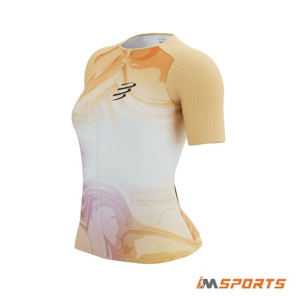 Áo Tri Nữ Compressport Tri Postural Aero SS Top W-Buff Orange Print