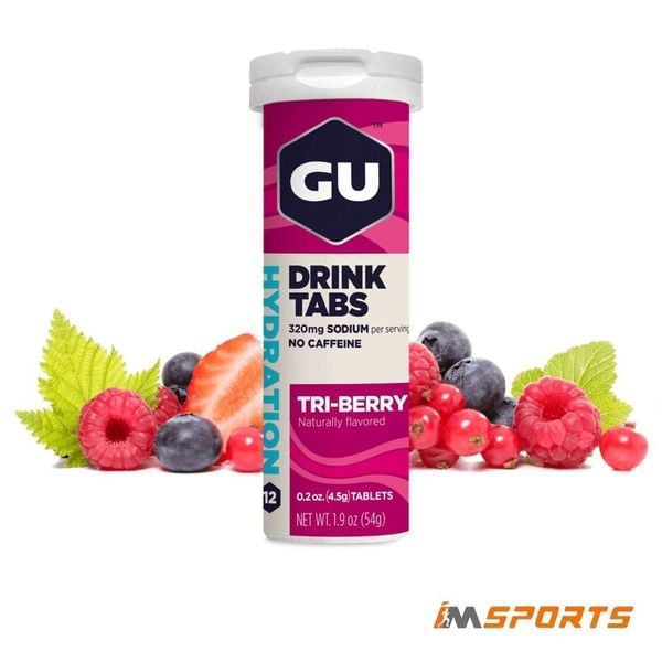 Tuýp 12 Viên Sủi Điện Giải GU Hydration Drink Tabs - Vị Dâu tổng hợp