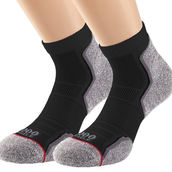 Tất chạy bộ 1000 Mile Run Anklet Repreve Single Layer - Twin Pack (2 đôi) - Black