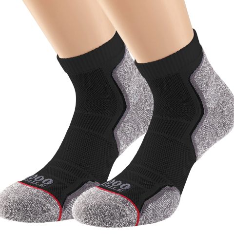 Tất chạy bộ 1000 Mile Run Anklet Repreve Single Layer - Twin Pack (2 đôi) - Black