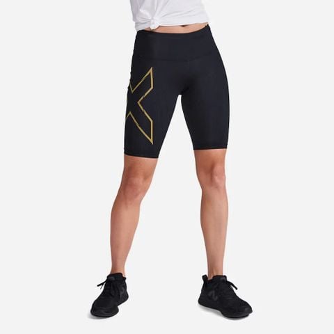 Quần Bó Cơ Nữ 2XU Light Speed Mid-Rise Compression Shorts - BLK/GRF