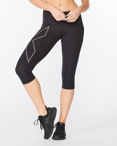 Quần Bó Cơ Chạy Bộ Nữ 2XU Light Speed Mid-Rise Comp 3/4 - BLK/BRF