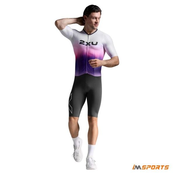 Bộ Quần Áo Ba Môn Phối Hợp Nam 2XU Light Speedreact Sleeved Trisuit - WHT/TRB