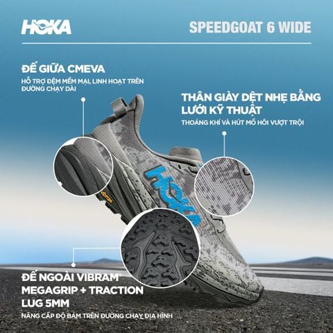 Giày Chạy Địa Hình Nam Hoka Speedgoat 6 Wide - SMY