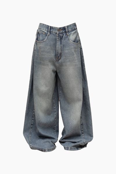  PLEATED WIDE JEANS 