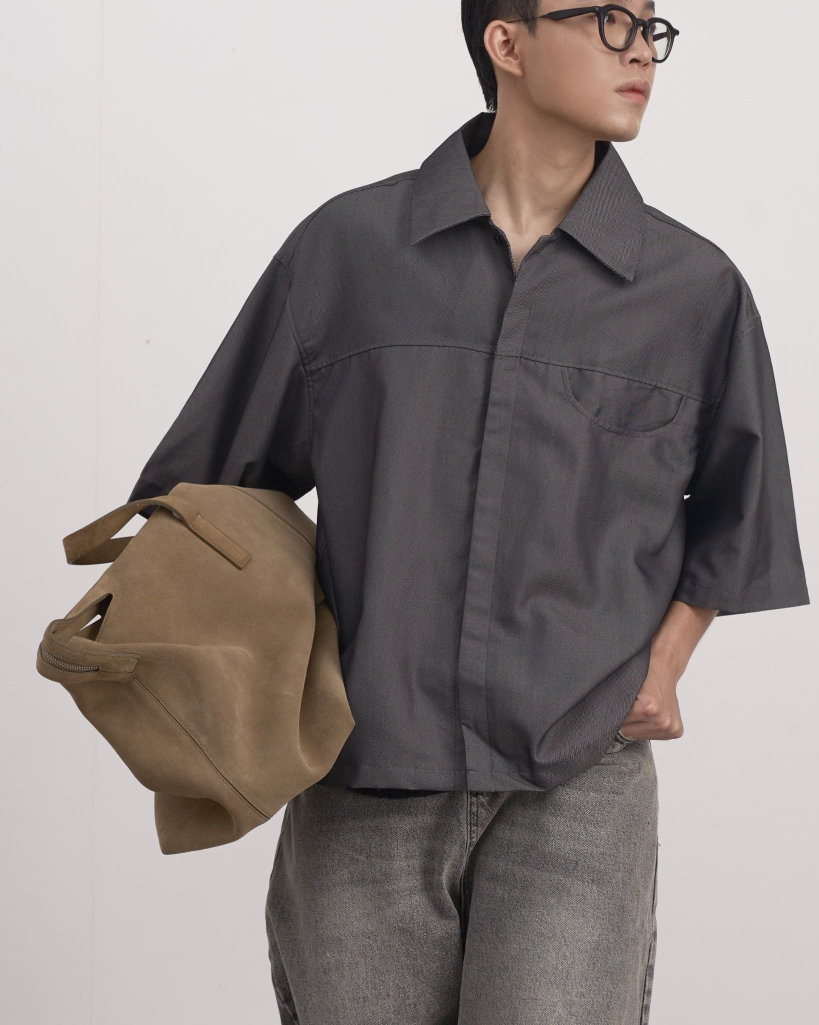  HALF CIRCLE DENIM SHIRT 