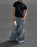  PLEATED WIDE JEANS 