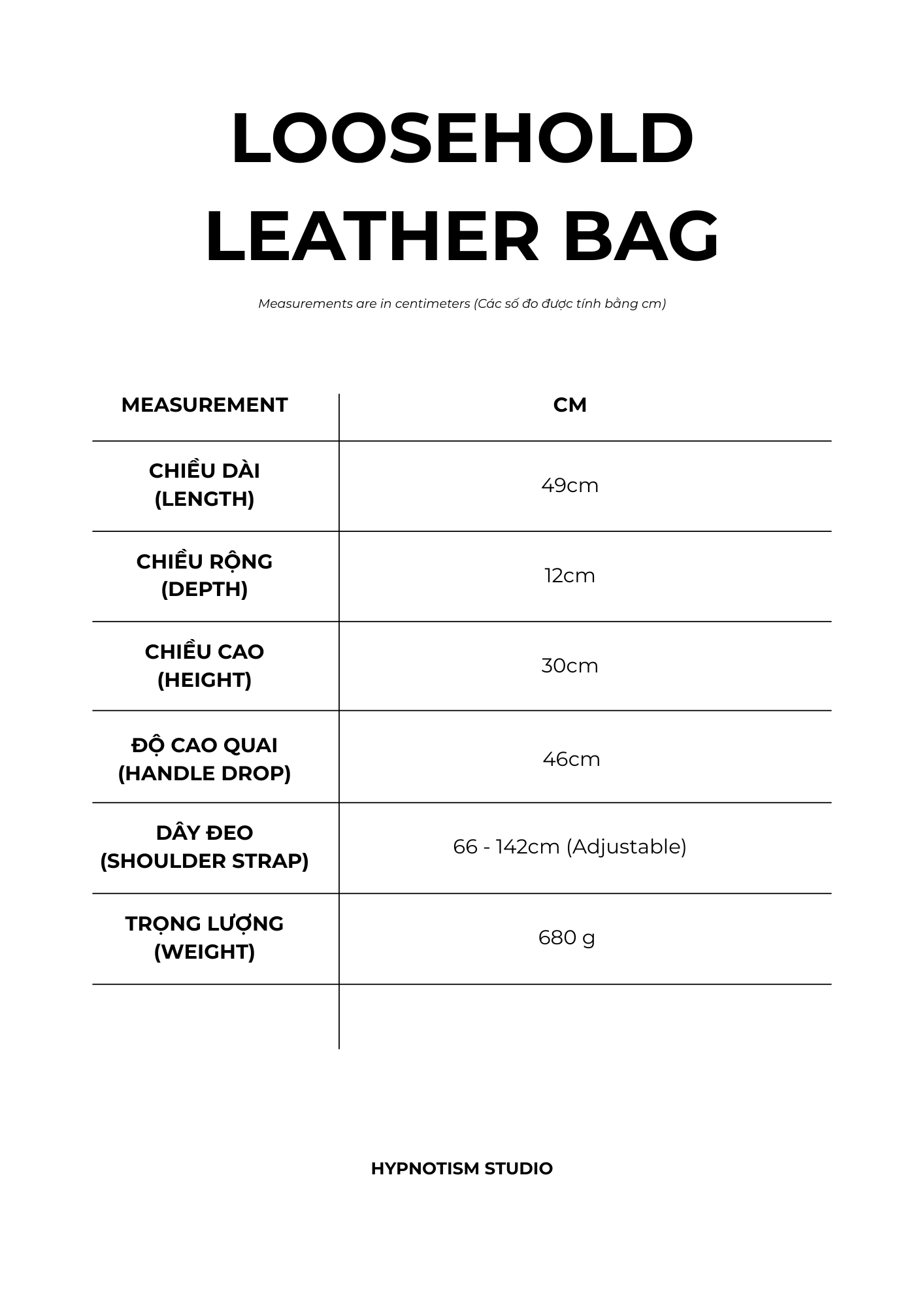  LOOSEHOLD LEATHER BAG 