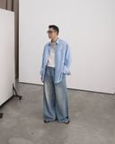  PLEATED WIDE JEANS 