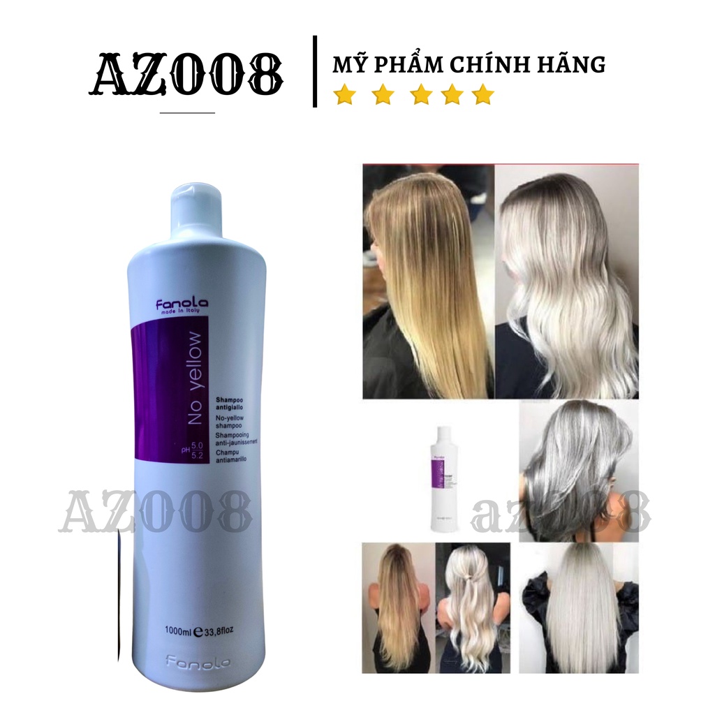 Dầu Gội Tím FANOLA NO YELLOW SHAMPOO Khử Ánh Vàng Tóc Bạch Kim 1000ML