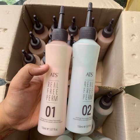 Thuốc uốn lạnh tại nhà ATS siêu xoăn nhẹ mùi 150ml x2 - Tặng kèm phụ kiện