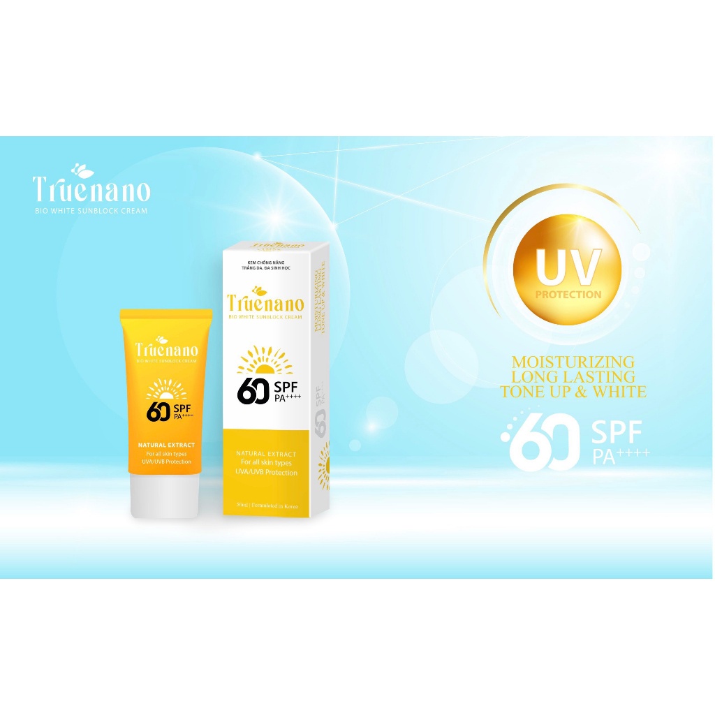 Kem Chống Nắng Trắng Da Đa Sinh Học Truenano SPF 60 PA++ 50ml