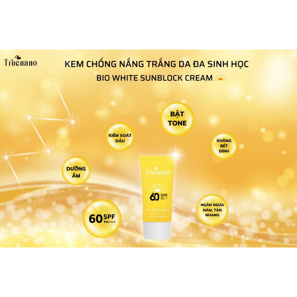 Kem Chống Nắng Trắng Da Đa Sinh Học Truenano SPF 60 PA++ 50ml