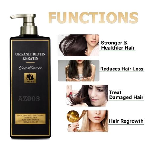 Dầu gội đầu Ailise keratin organic Biotin 1000ml x2 - Phục hồi tóc hư tổn