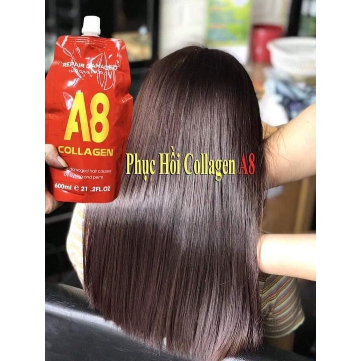 Ủ tóc Collagen A8 Cao Cấp 600ml - Hấp Dưỡng Phục Hồi Tóc Hư Tổn + Tặng Nón Trùm