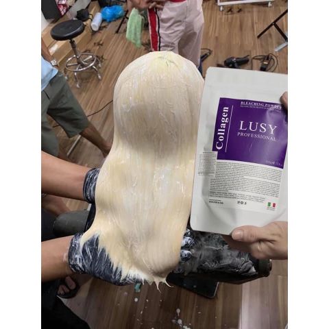 Bột Tẩy Tóc Tím Collagen Lusy 500gr - Tẩy Mạnh Mẽ, Không Khô Tóc