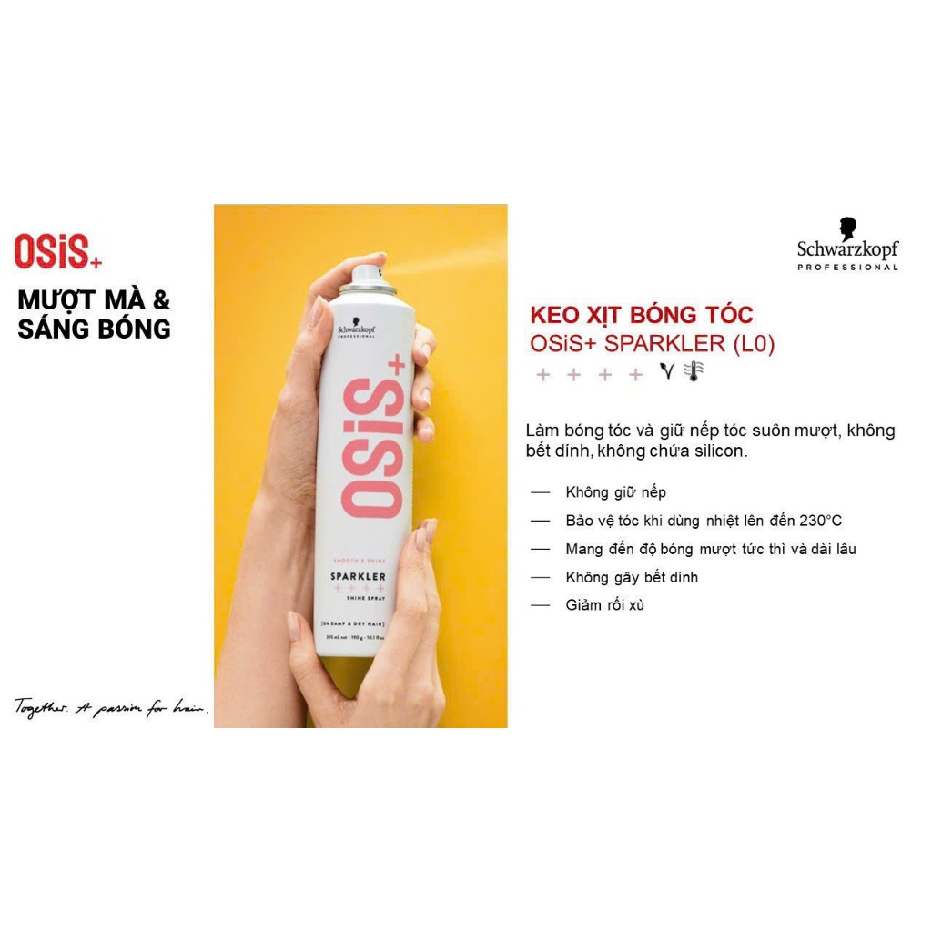 keo xịt bóng tóc giữ nếp làm phồng tạo kiểu tóc osis SPARKLER chuẩn salon 300ML AZ008