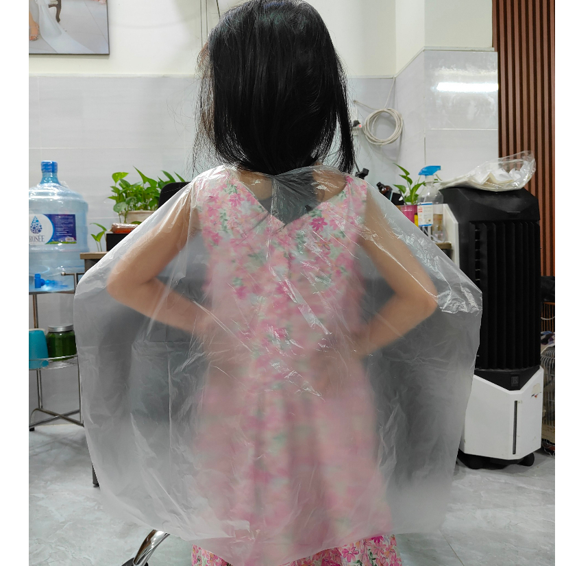 Áo choàng nilong nhuộm tóc dùng 1 lần - Bộ 3 cái bảo vệ quần áo