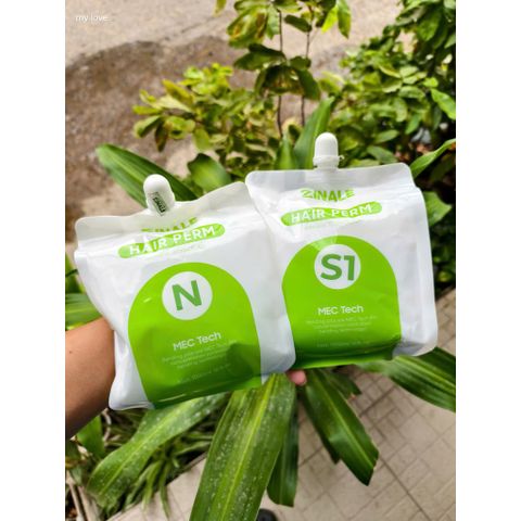 Thuốc duỗi tóc Zinale Perm  hữu cơ organic ép uốn tóc tại salon phục hồi tóc hư tổn nặng  túi 1000mlx3 az008