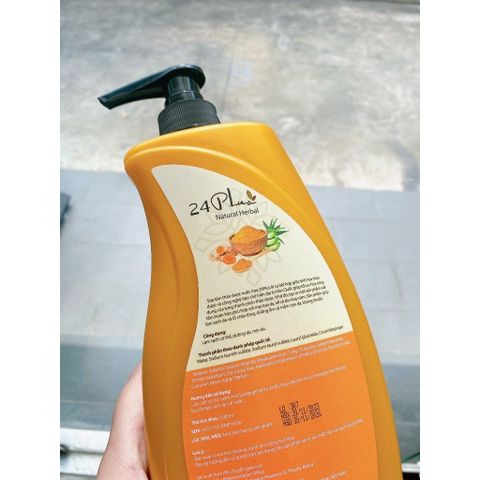 Sữa tắm thảo dược hương nước hoa 24Plus màu cam 1200ml - Tặng nón ủ tóc