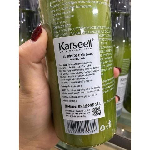Gel Giữ Nếp Tóc Uốn Karseell Naturally Curly Styling Protective Hair Cream 500ml AZ008
