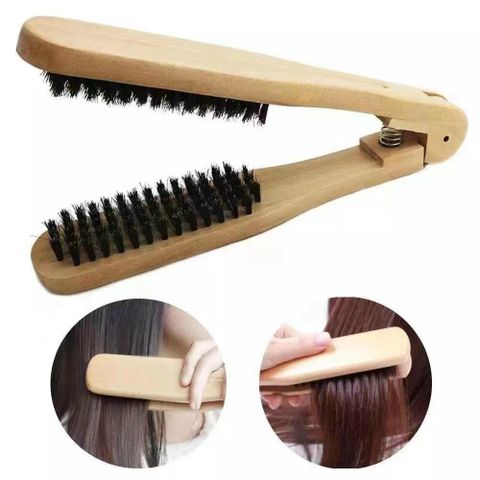 Lược kẹp hỗ trợ duỗi tóc bằng gỗ AZ008 - Kẹp gỗ duỗi tóc chuyên dụng