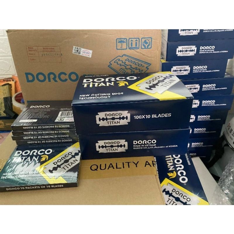 Lưỡi Dao Cạo Râu DORCO TITAN Chính Hãng - Hộp 100 Lưỡi AZ008