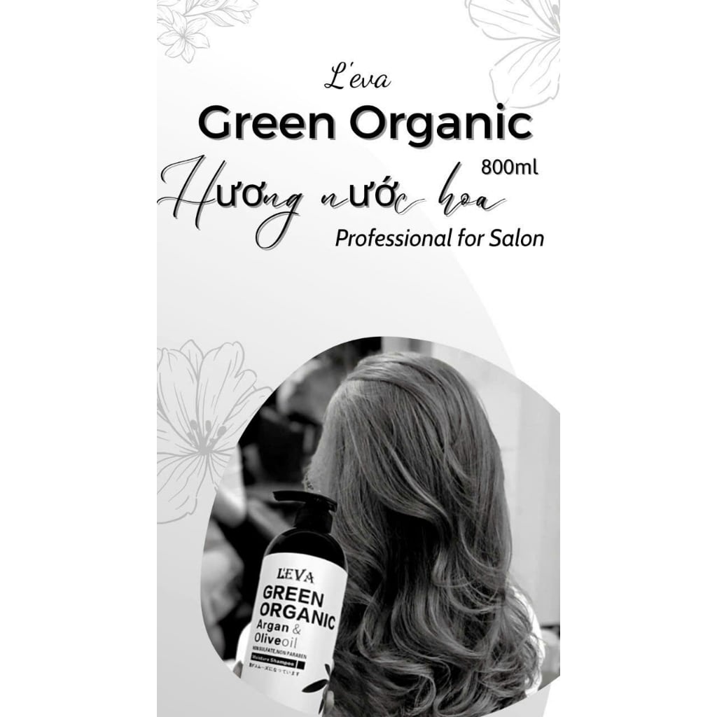 Dầu gội GREEN ORGANIC 800ml phục hồi tóc hư tổn khô sơ kiềm dầu sạch gàu