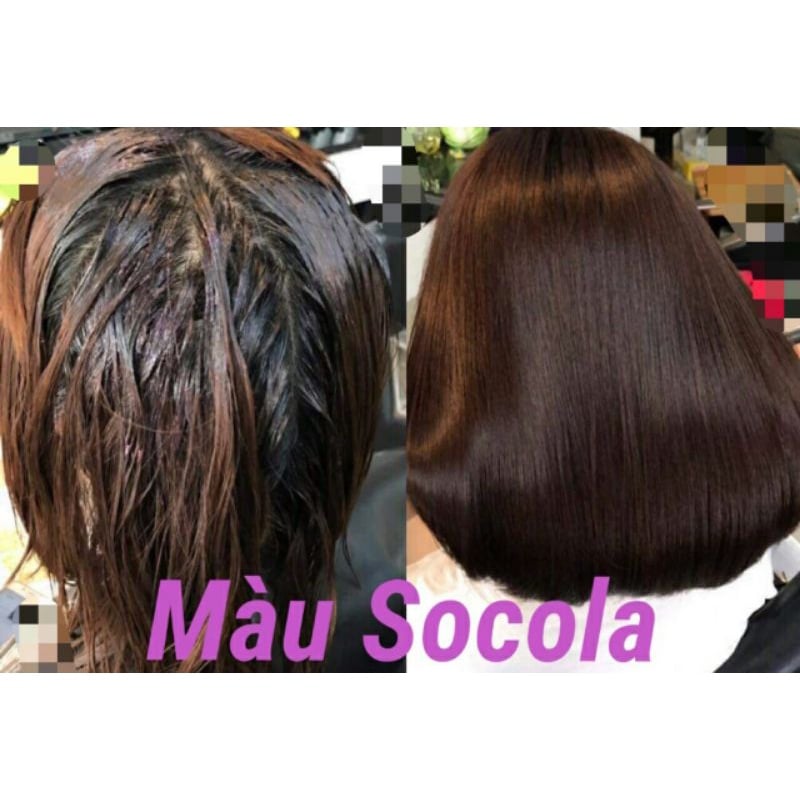 Thuốc Nhuộm Tóc Nâu Socola Ánh Tím Tự Cân Bằng + Tặng Bao Tay