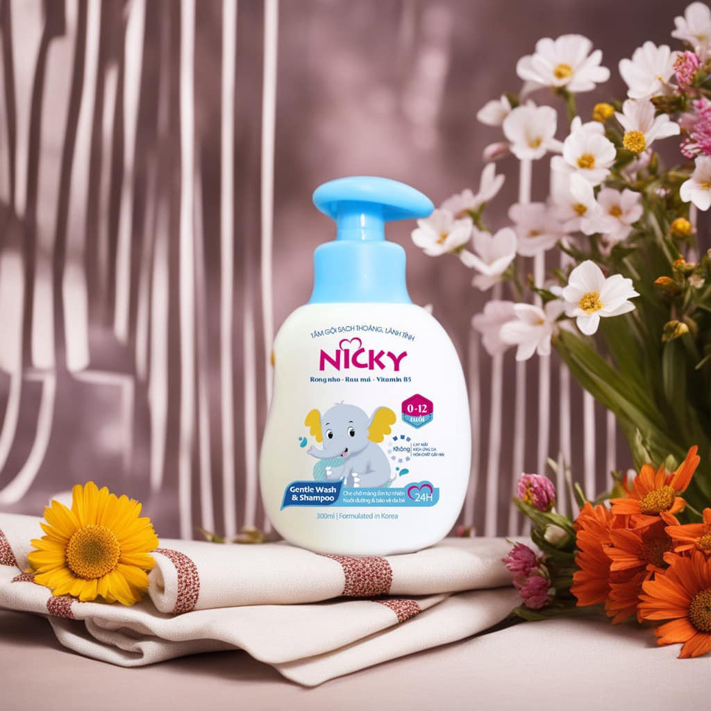 Tắm gội trẻ em Nicky lành tính mềm mượt 300ml az008