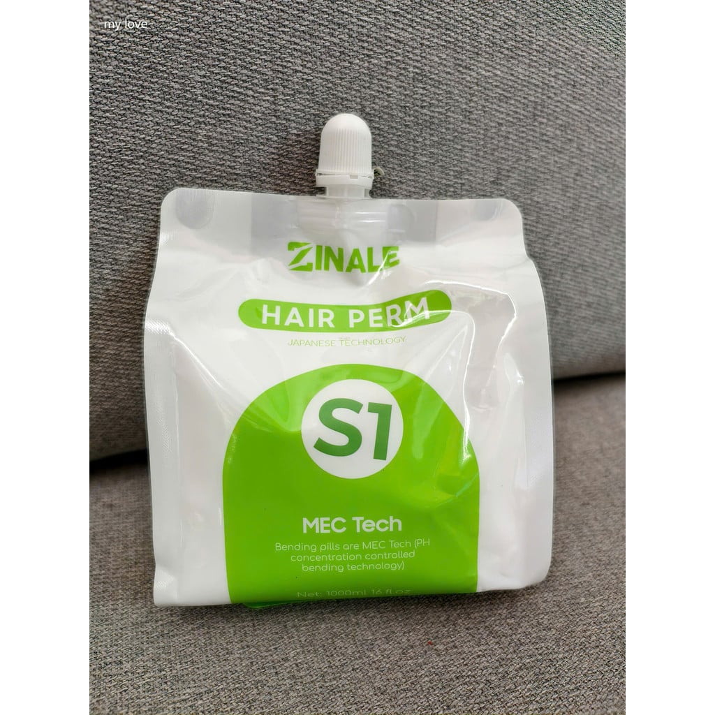 Thuốc duỗi tóc Zinale Perm  hữu cơ organic ép uốn tóc tại salon phục hồi tóc hư tổn nặng  túi 1000mlx3 az008