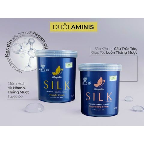 Thuốc duỗi tóc tại nhà, Thuốc ép side tóc nam tại salon AMINIS SILK Perm 2x1000ml AZ008