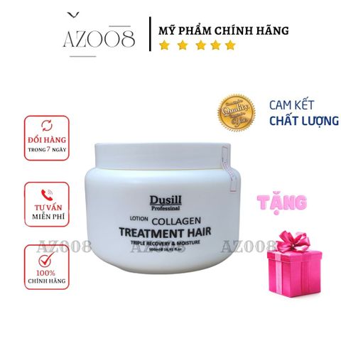 Ủ tóc Collagen Dusill 500ML - Hấp phục hồi tóc hư tổn + Tặng nón trùm