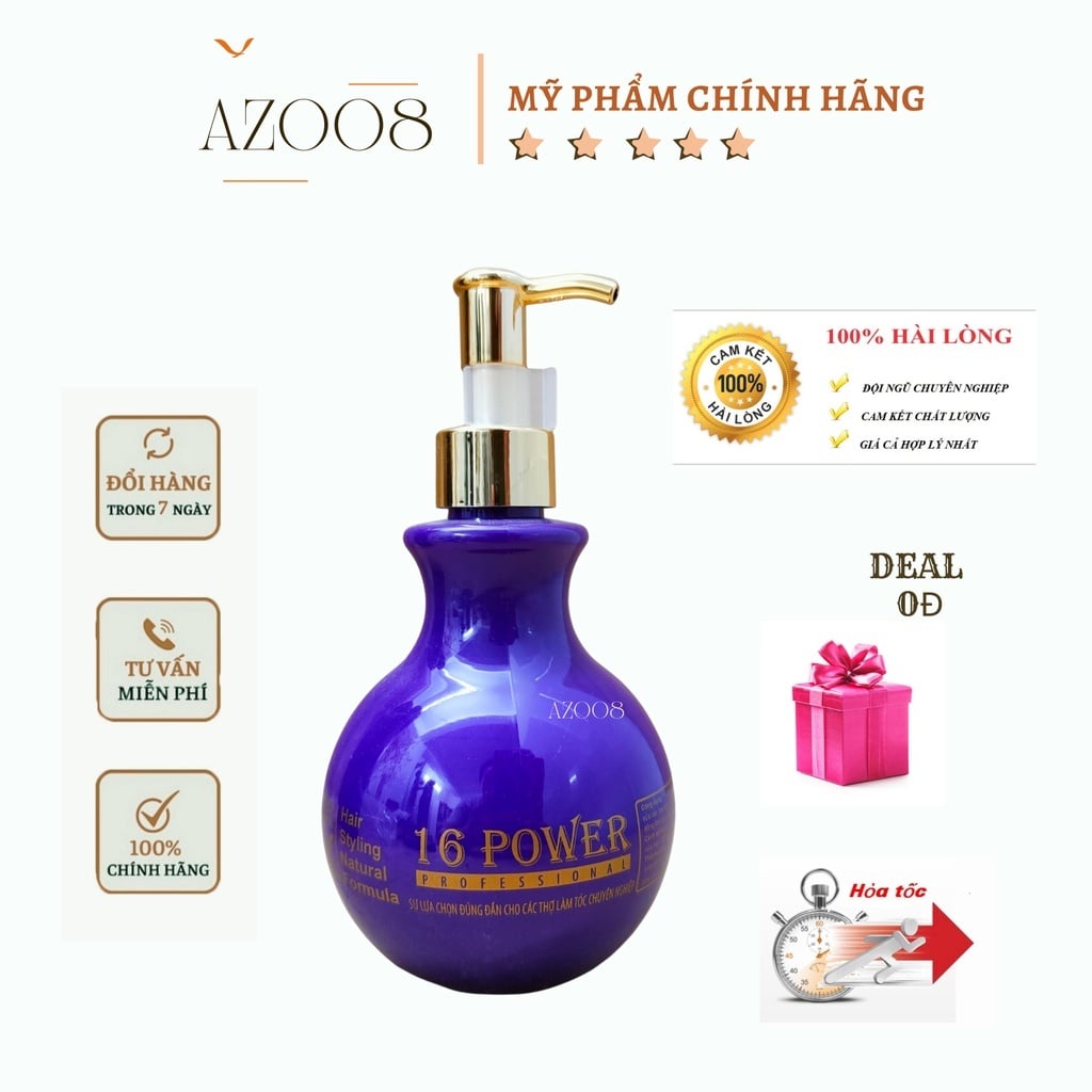 Wax tóc nữ, wax tạo kiểu và giữ nếp tóc cho tóc uốn 16power 300ml AZ008 tặng mặt nạ tế bào gốc