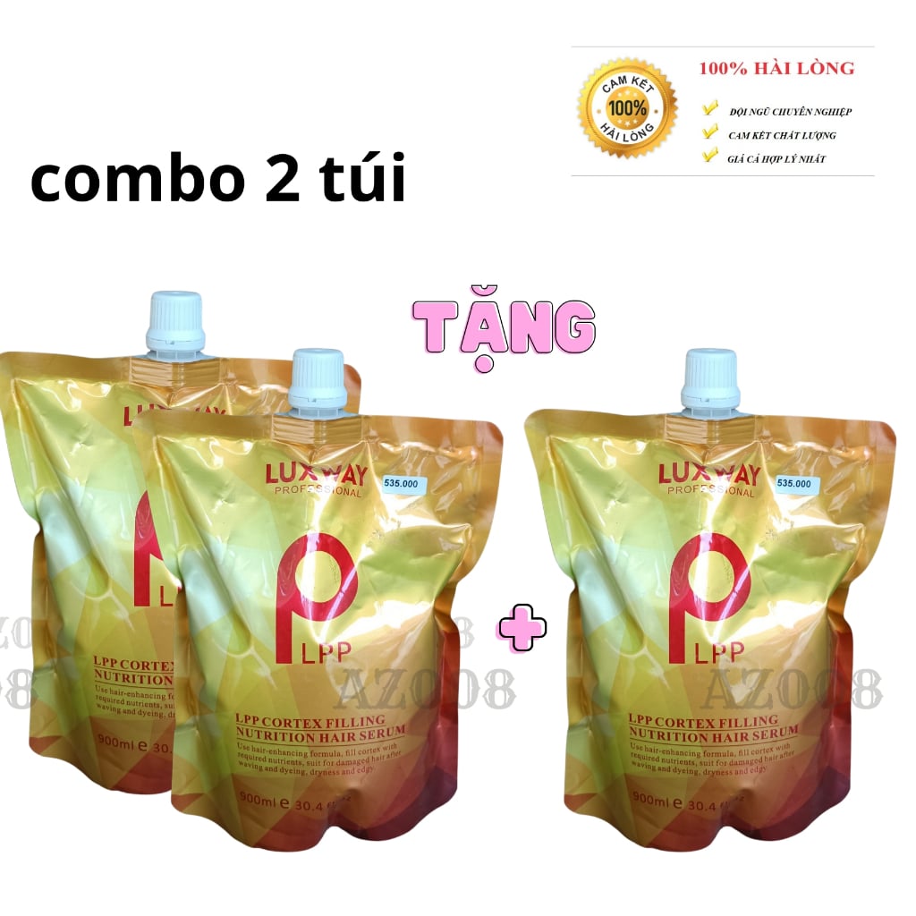 Ủ tóc collagen, hấp ủ phục hồi tóc Lpp Luxway bản GOLD túi 450- 9000ml AZ008 tặng nón trùm ủ dày