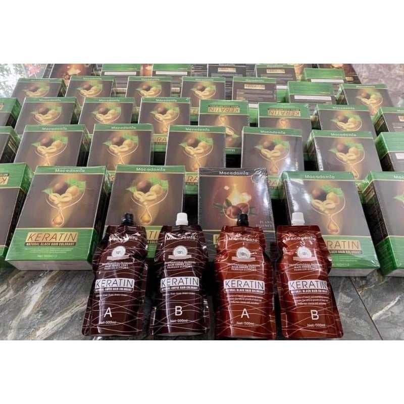 Nhuộm đen Keratin Macadamia - Phủ tóc bạc 99% tự nhiên SALON AZ008