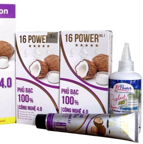 Thuốc Nhuộm Tóc Phủ Bạc 16 Power 60ml - Hương Dừa, Nâu Socola, Hạt Dẻ AZ008 Kèm Oxy