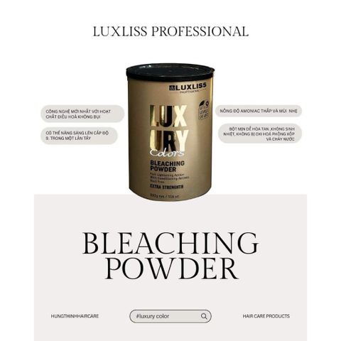 Bột tẩy tóc keratin luxury Luxliss hũ 500ml - Nâng sáng cấp độ 9