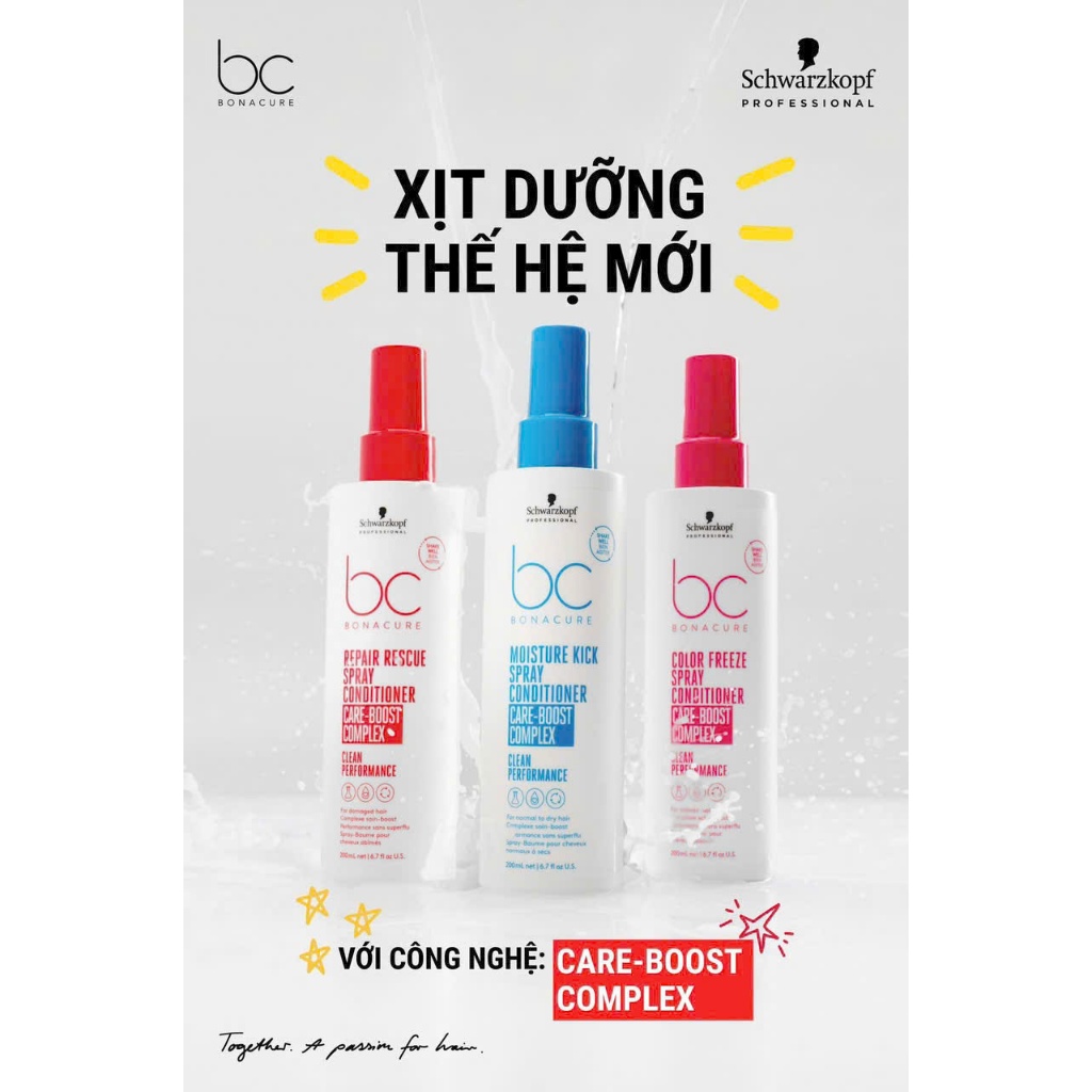 Xịt dưỡng phục hồi tóc hư tổn Schwarzkopf BC Bonacure Peptide 200ml