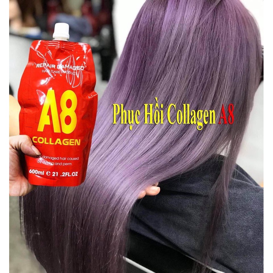 Ủ tóc Collagen A8 Cao Cấp 600ml - Hấp Dưỡng Phục Hồi Tóc Hư Tổn + Tặng Nón Trùm