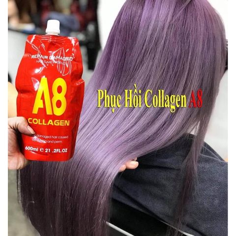 Ủ tóc Collagen A8 Cao Cấp 600ml - Hấp Dưỡng Phục Hồi Tóc Hư Tổn + Tặng Nón Trùm