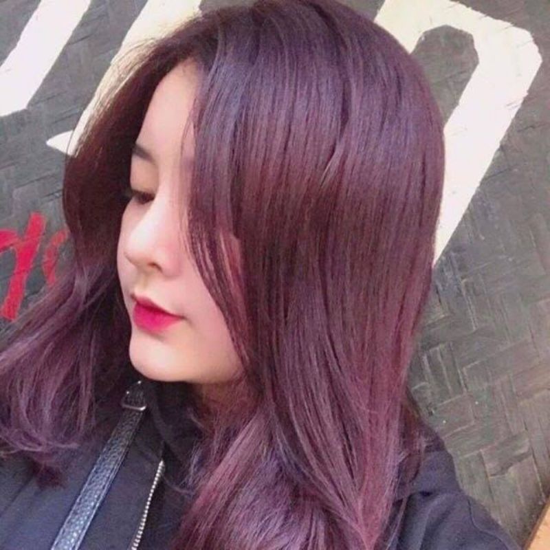 Thuốc Nhuộm Tóc Nâu Đỏ Ánh Tím Không Tẩy AZ008 - Tặng Bao Tay