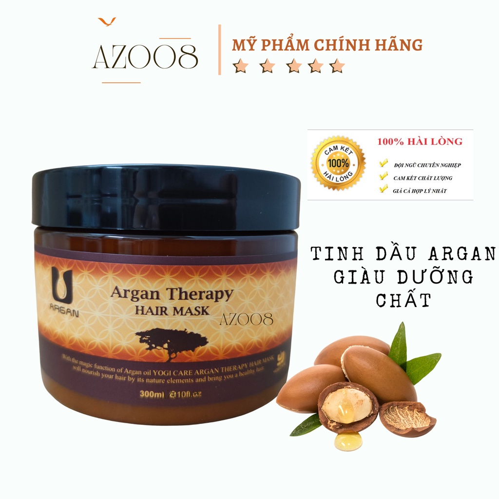 Ủ Tóc Collagen Argan Therapy Hair Mask 300ml - Phục Hồi Tóc Hư Tổn + Tặng Nón Trùm