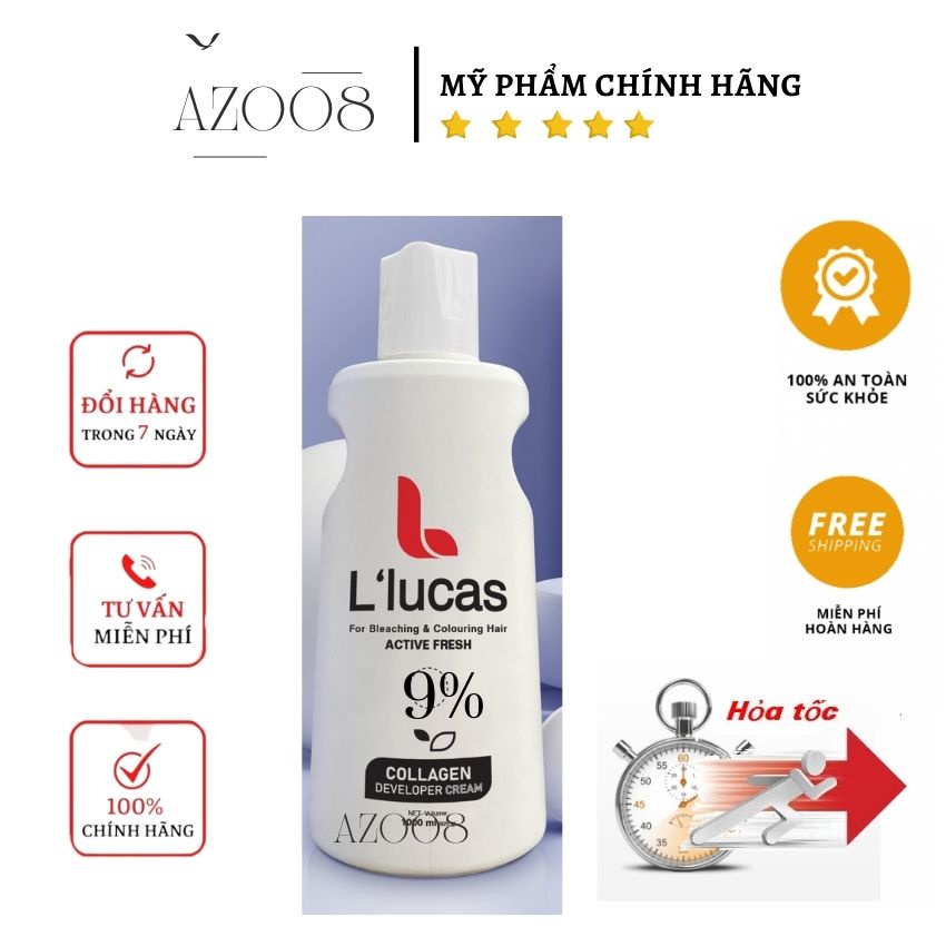 Oxy Bạc Hà Lucas Chính Hãng 1000ml - Trợ Nhuộm Tóc Không Rát Da Đầu