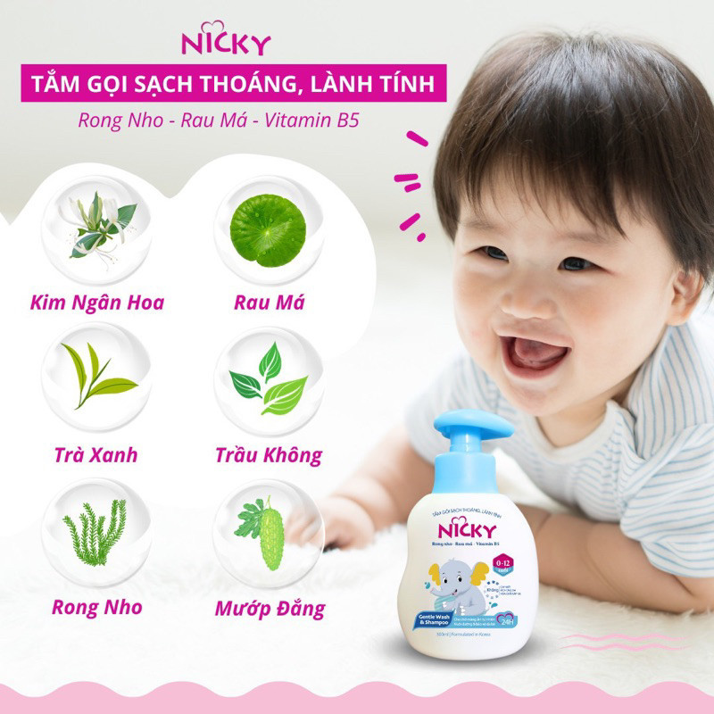 Tắm gội trẻ em Nicky lành tính mềm mượt 300ml az008