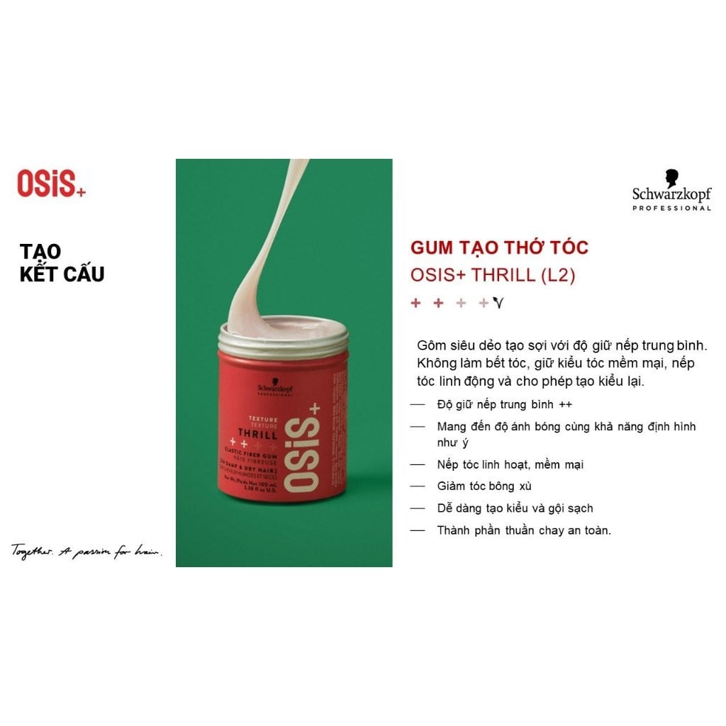 Gum tạo kiểu giữ nếp tóc cứng Osis Thrill 100ml - Nhập Đức chính hãng