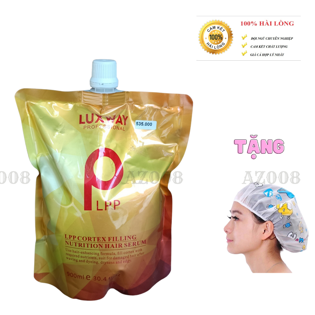 Ủ tóc collagen, hấp ủ phục hồi tóc Lpp Luxway bản GOLD túi 450- 9000ml AZ008 tặng nón trùm ủ dày